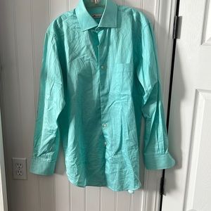 Teal colored pattered dress shirt